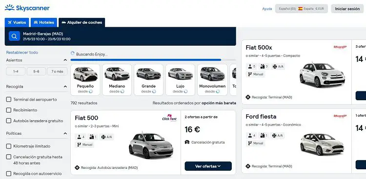 Skyscanner alquiler de coches - Mejores aplicaciones para Viajar